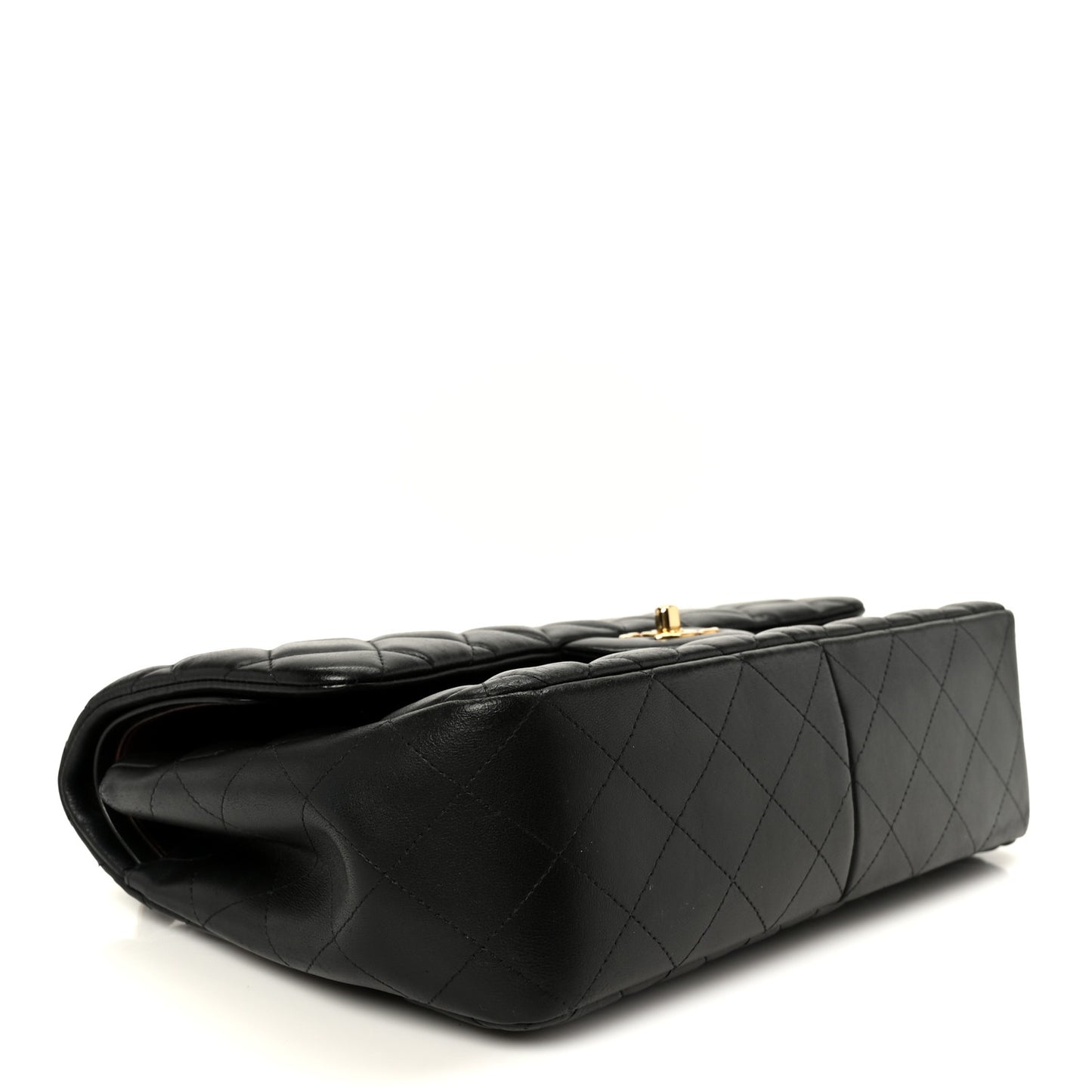 Lambskin Quilted Jumbo Double Flap Black