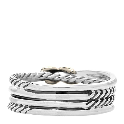 David Yurman Sterling Silver 18K Yellow Gold 6mm X Crossover Ring 54 7 3 of 4