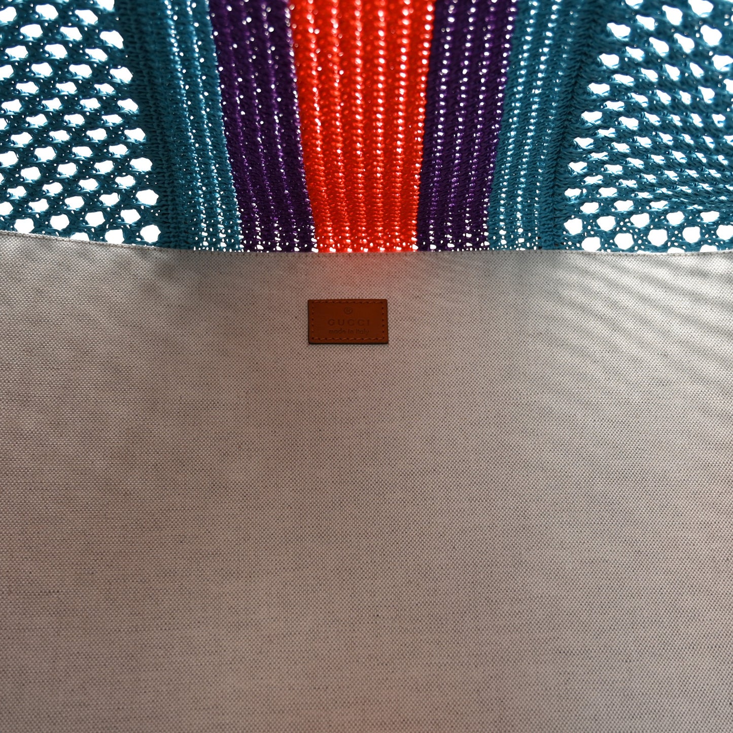 Raffia Web Woven Interlocking G Tote Blue Multicolor