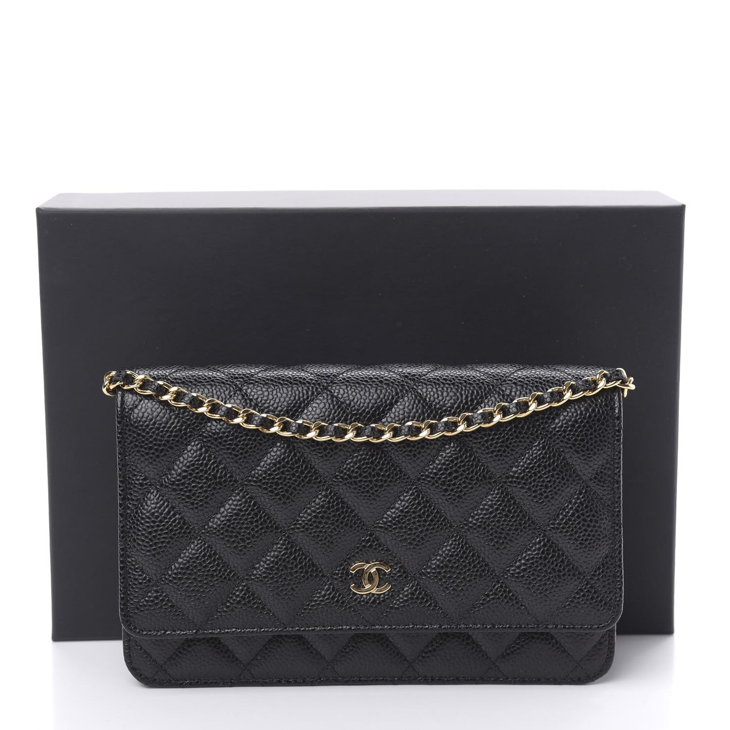 Caviar Quilted Wallet On Chain WOC Black