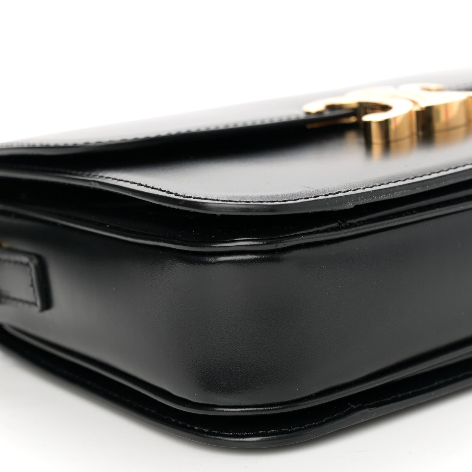 Celine Shiny Calfskin Medium Triomphe Shoulder Bag Black 9 of 10