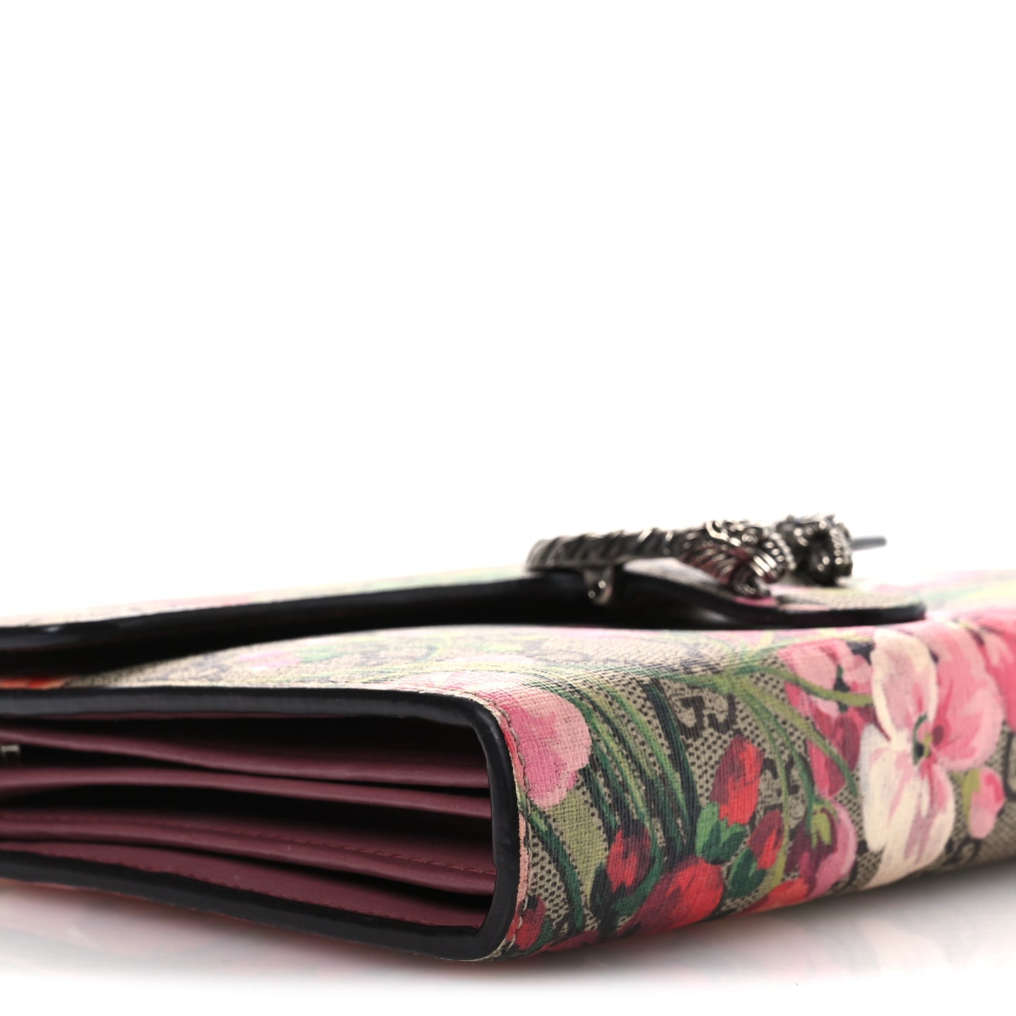 GG Supreme Monogram Blooms Mini Dionysus Chain Wallet Beige Multicolor Dry Rose