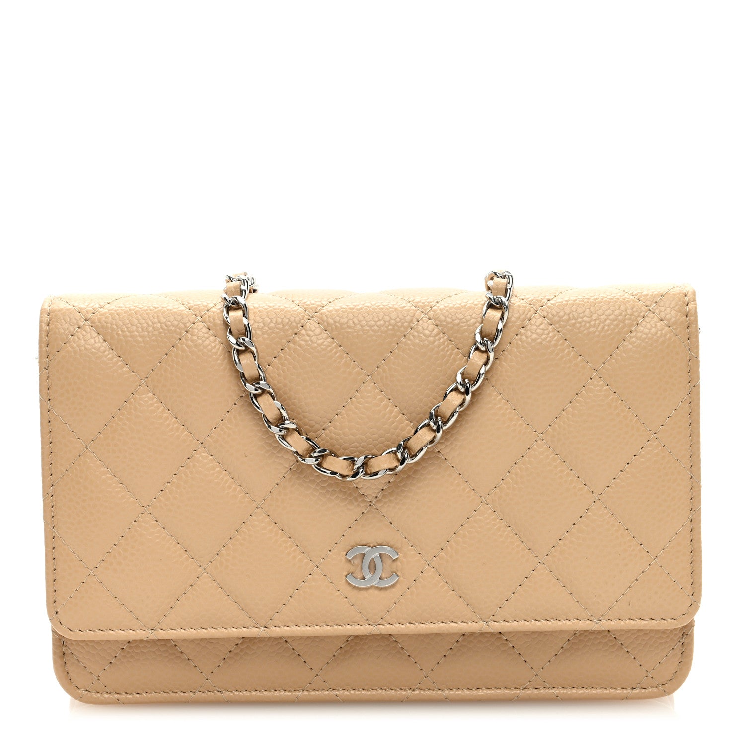 Chanel Caviar Quilted Wallet On Chain WOC Beige 1 of 10