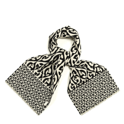 Gucci Wool Cotton Jacquard G Rhombus Scarf Black Ivory 1 of 4