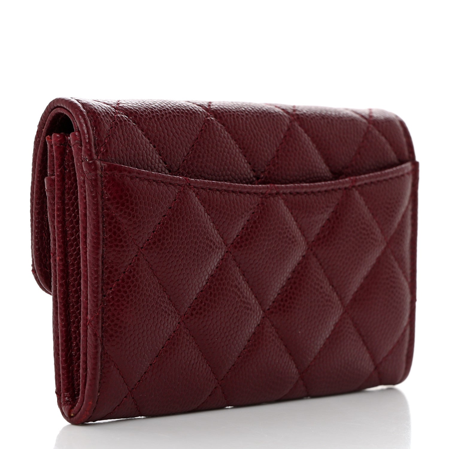 Chanel Caviar Quilted Flap Card Holder Wallet Burgundy 3 of 7