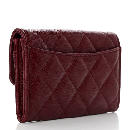 Chanel Caviar Quilted Flap Card Holder Wallet Burgundy 3 of 7