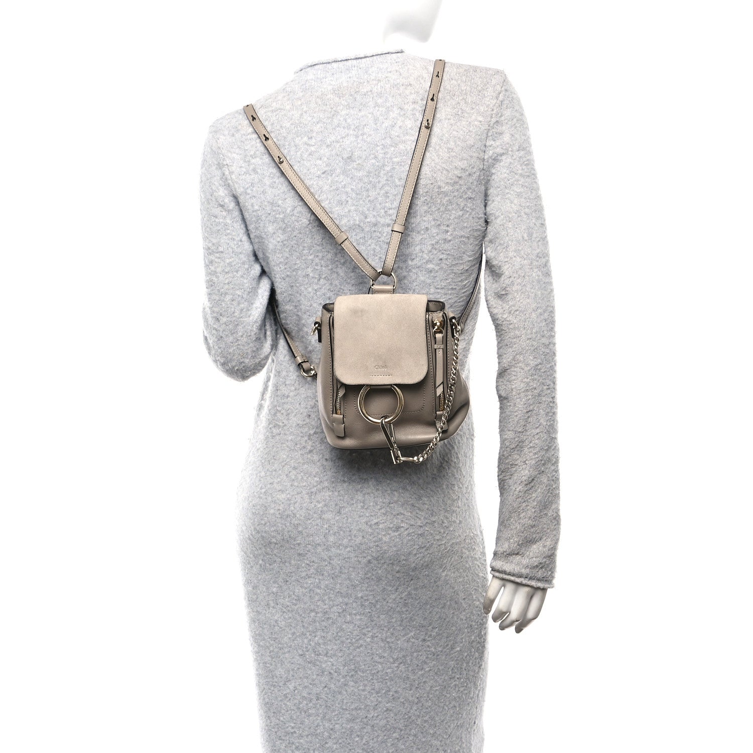 Chloe Suede Calfskin Faye Backpack Motty Grey 2 of 10