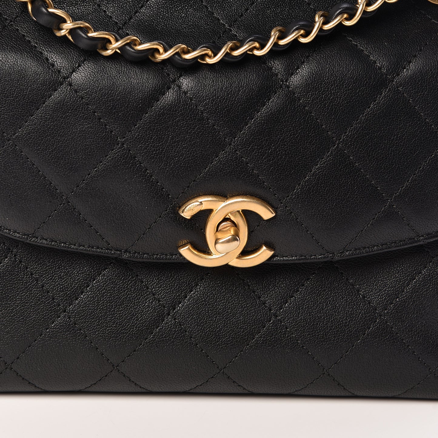 Lambskin Quilted Double Flap Black