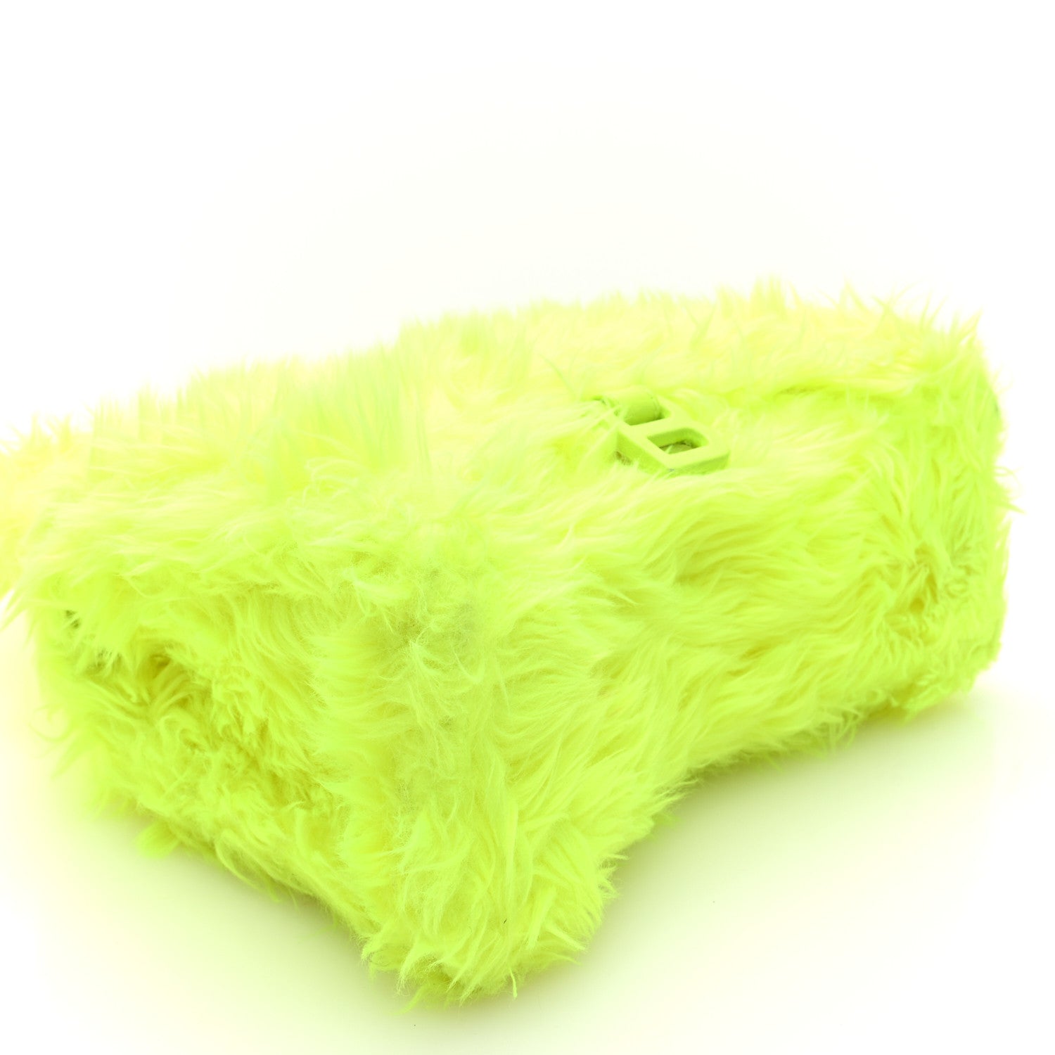 Balenciaga Faux Fur Medium Fluffy Hourglass Top Handle Bag Fluo Yellow 4 of 9