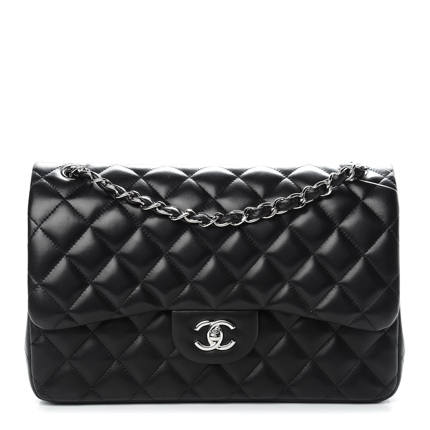 Chanel Lambskin Quilted Jumbo Double Flap Black 1 of 13
