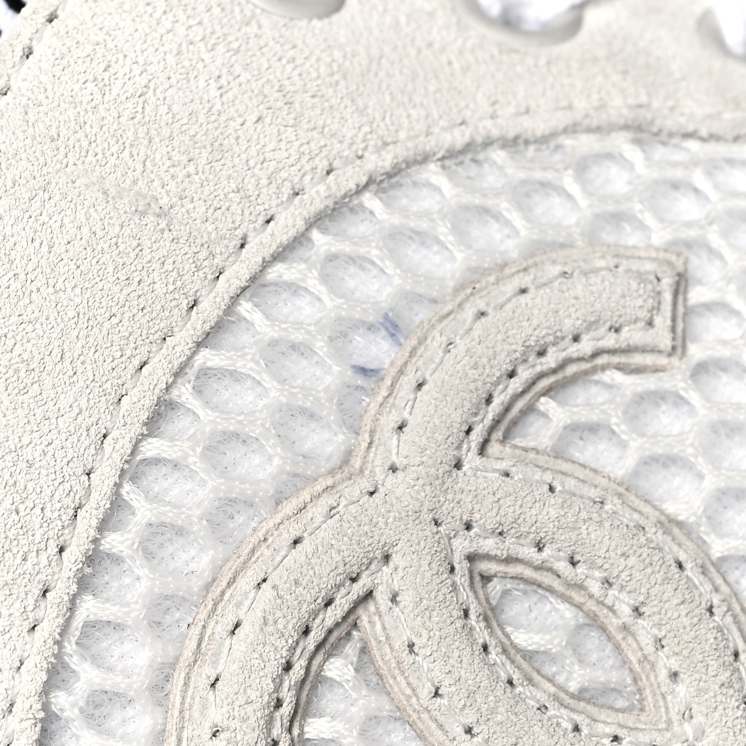 Chanel Calfskin Mesh Lycra Suede Womens Logo Sneakers 39 White 11 of 12