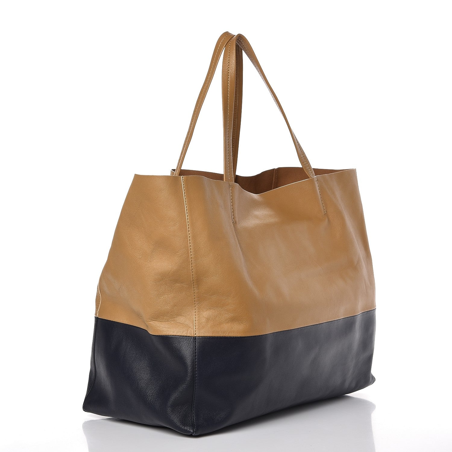 Celine Lambskin Horizontal Bicolor Cabas Camel Midnight 3 of 11