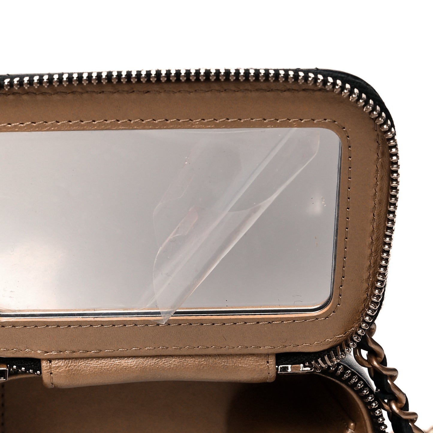 Lambskin Quilted Mini Pearl Crush Vanity Case With Chain Black