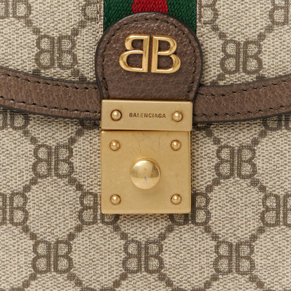 Gucci X BALENCIAGA BB Supreme Monogram Web Small Top Handle Bag Beige New Acero 8 of 11