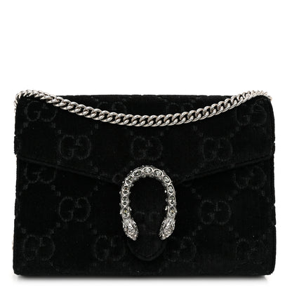 Gucci Velvet GG Monogram Mini Dionysus Chain Wallet Black 1 of 11