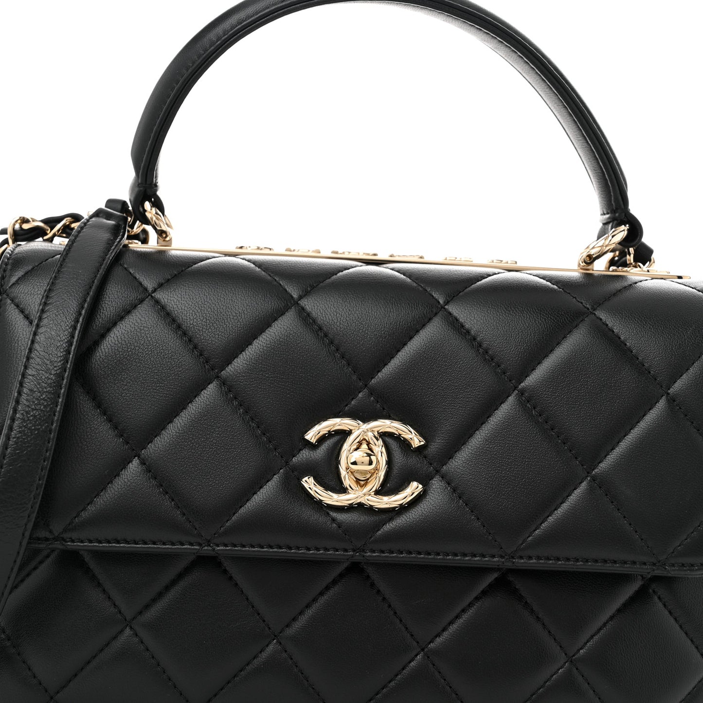 Lambskin Quilted Small Trendy CC Dual Handle Flap Bag Black