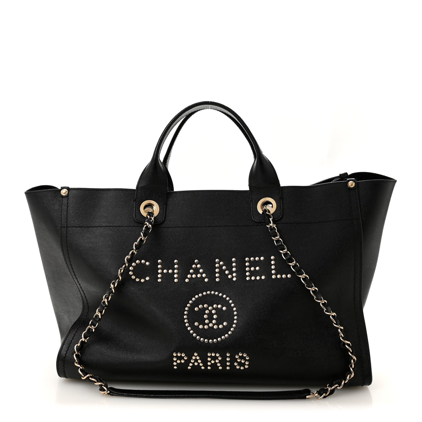 Caviar Large Studded Deauville Tote Black