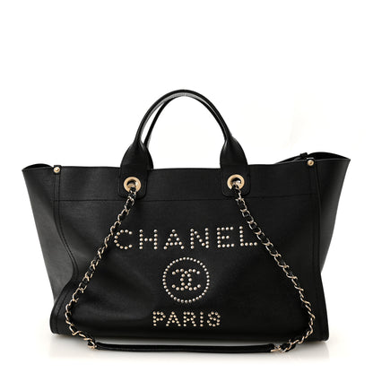 Chanel Caviar Large Studded Deauville Tote Black 1 of 14