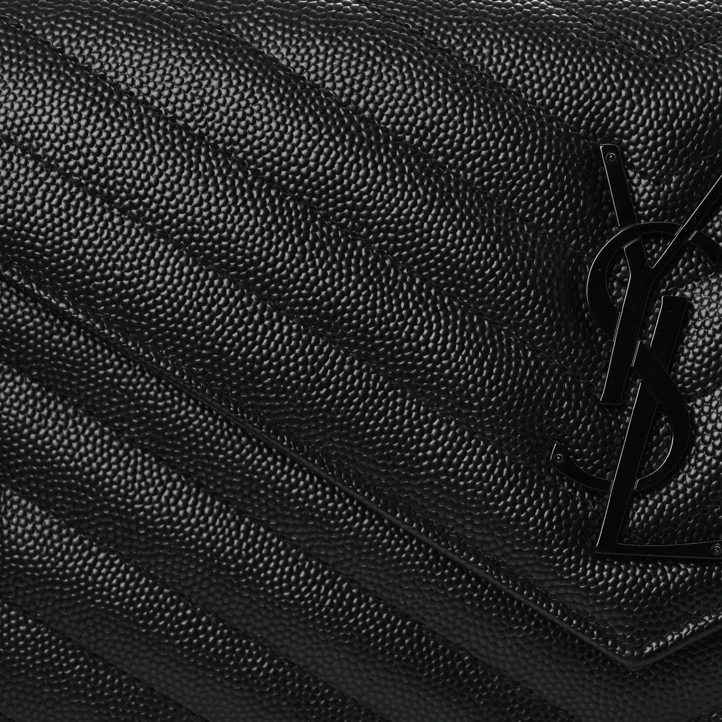 Grain De Poudre Matelasse Chevron Monogram Monochrome Chain Wallet Black