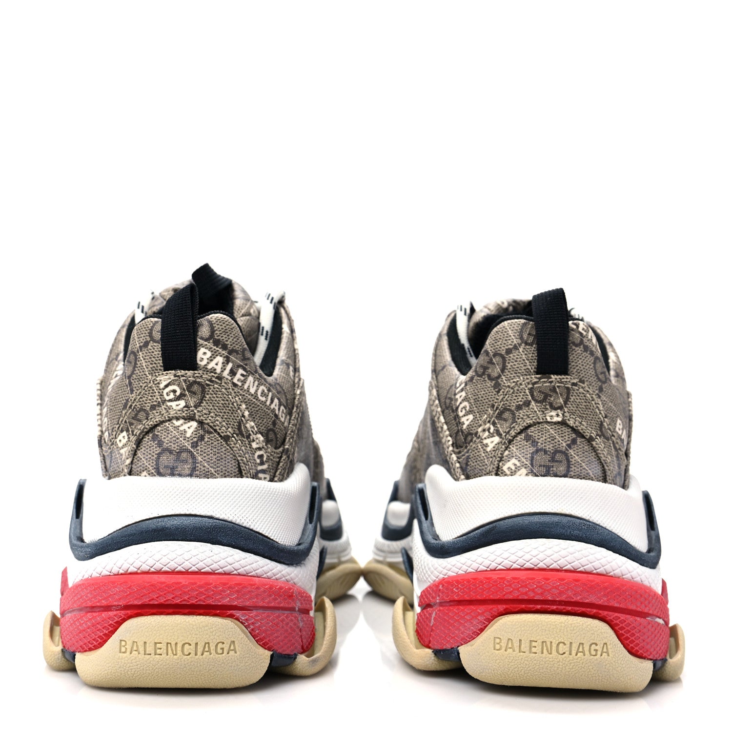 Balenciaga X GUCCI GG Supreme Monogram Allover Logo Mens Triple S Sneakers 36 Beige Ebony Mystic White 5 of 6