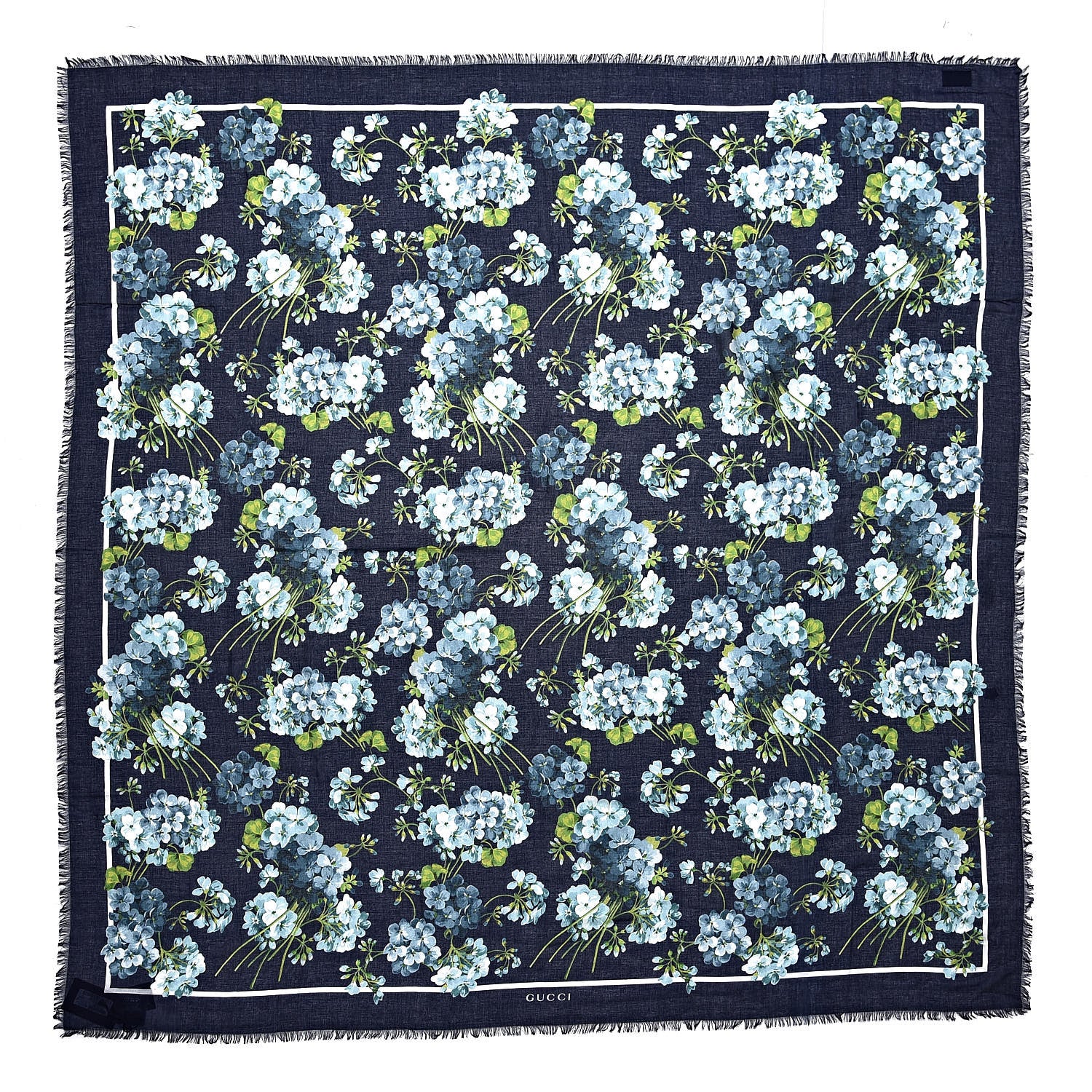 Gucci Modal Silk New Bloomy Shawl Midnight Blue Sky Blue 1 of 4