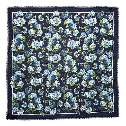 Gucci Modal Silk New Bloomy Shawl Midnight Blue Sky Blue 1 of 4
