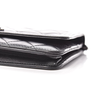 Chanel Lambskin Quilted Boy Wallet On Chain WOC Black 12 of 13