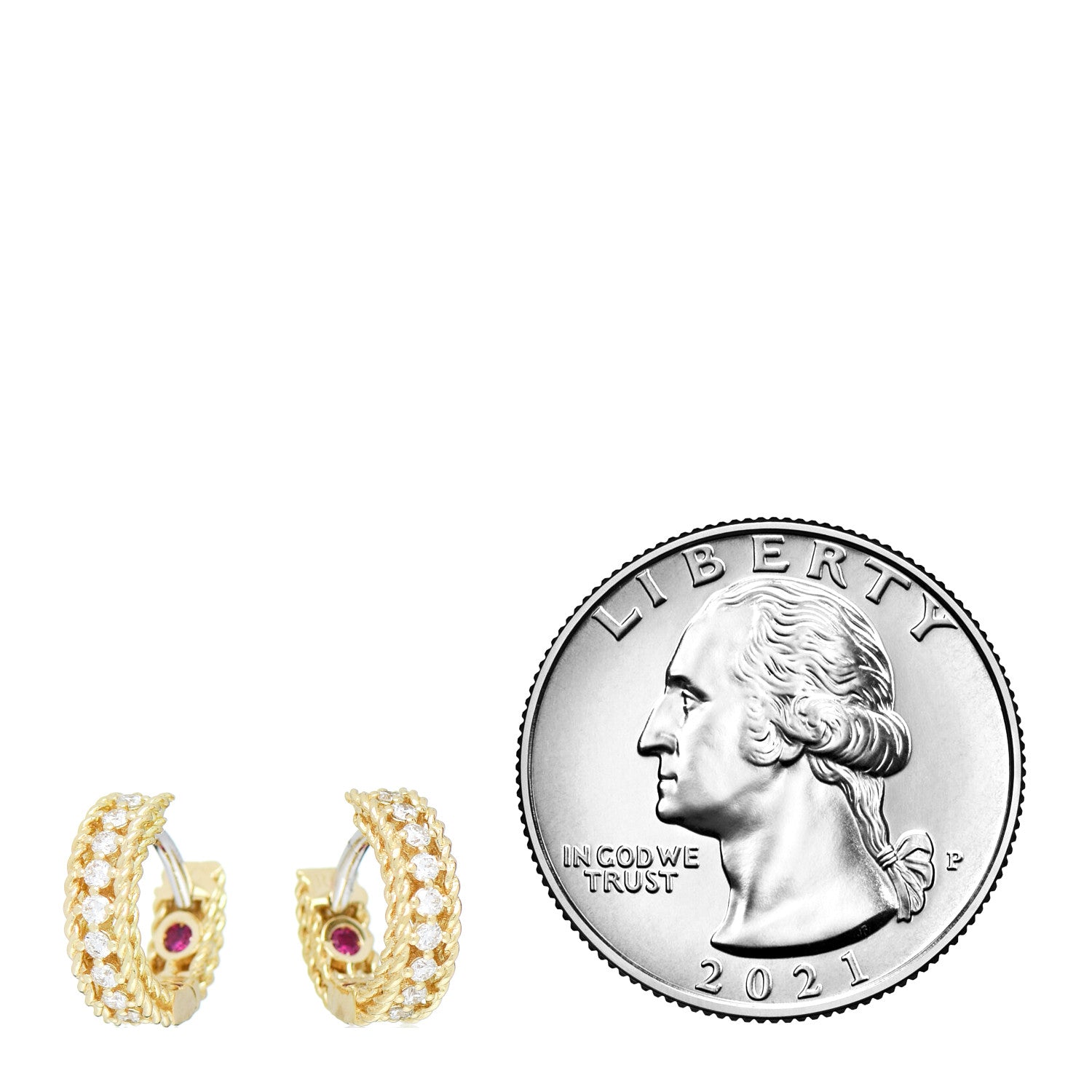 Roberto Coin 18K Yellow Gold Diamond Symphony Braided Huggie Hoop Earrings 2 of 4