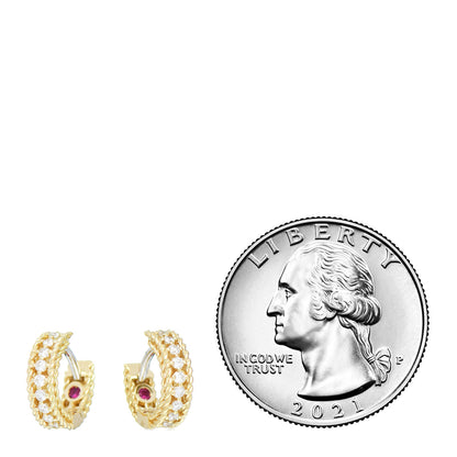 Roberto Coin 18K Yellow Gold Diamond Symphony Braided Huggie Hoop Earrings 2 of 4