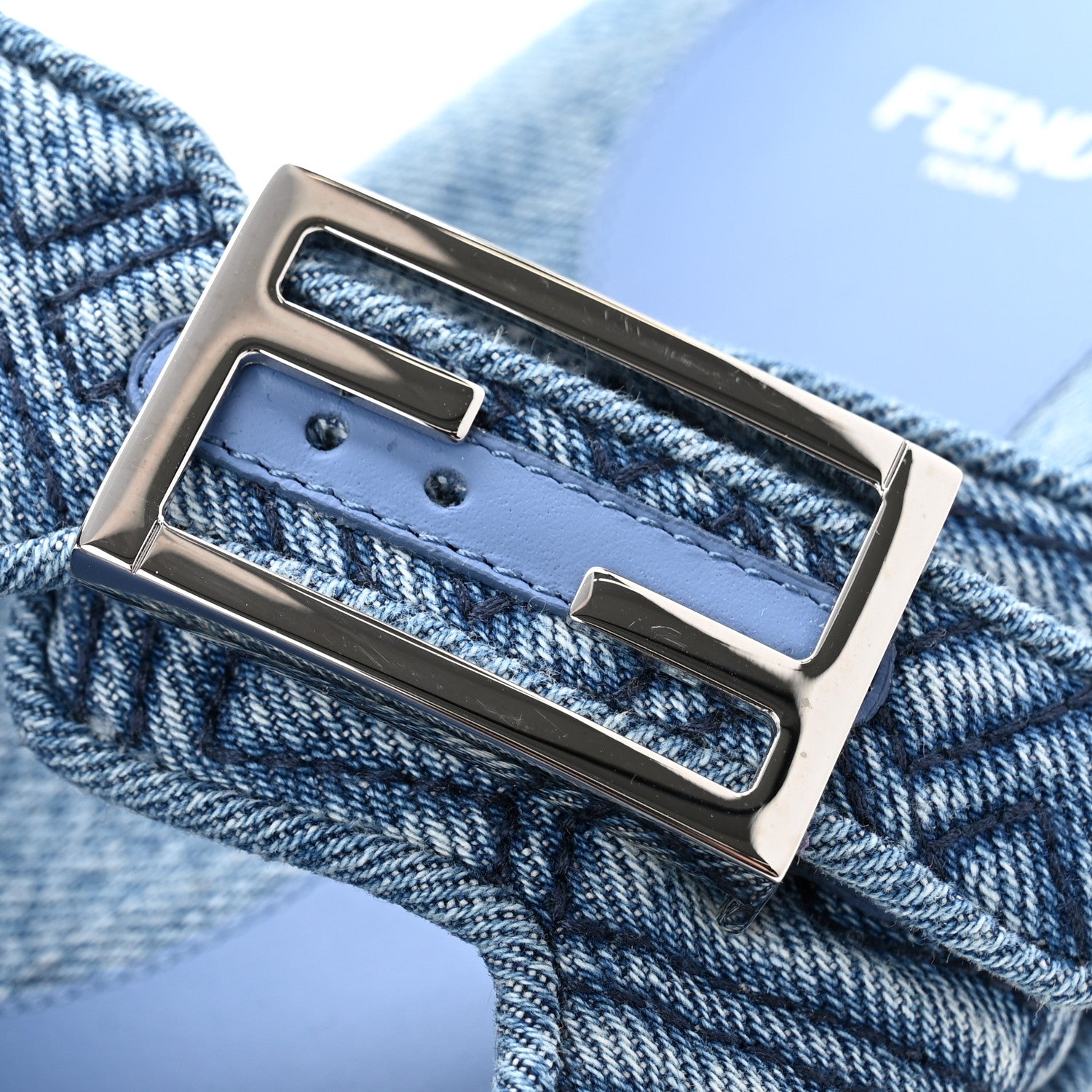 Fendi Denim FF Quilted Fendi Feel Buckled Slide Sandals 37.5 Blue 10 of 10