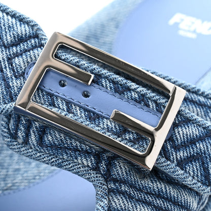 Fendi Denim FF Quilted Fendi Feel Buckled Slide Sandals 37.5 Blue 10 of 10