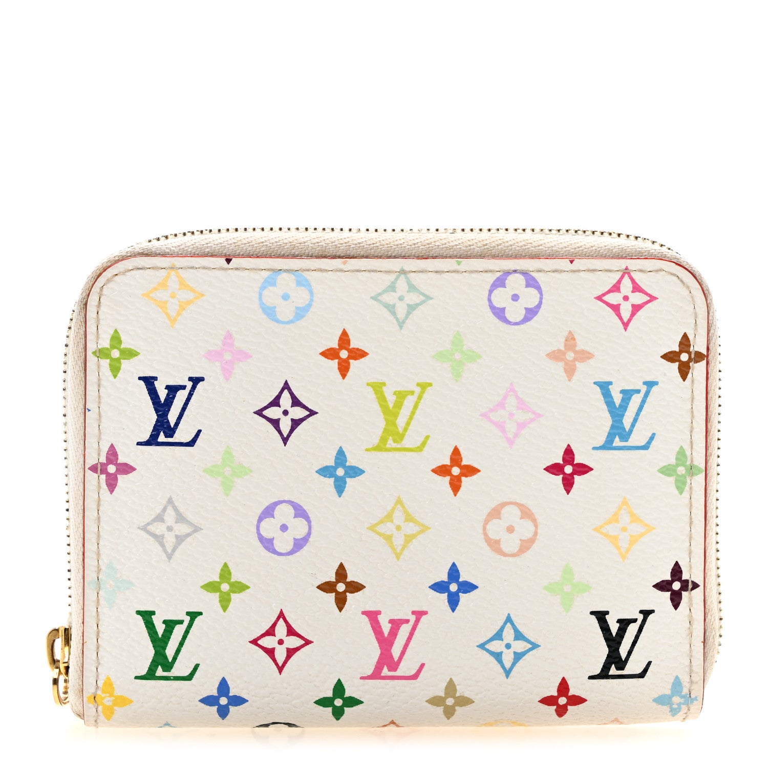 Louis Vuitton Monogram Multicolor Zippy Coin Purse Wallet White Litchi 1 of 11