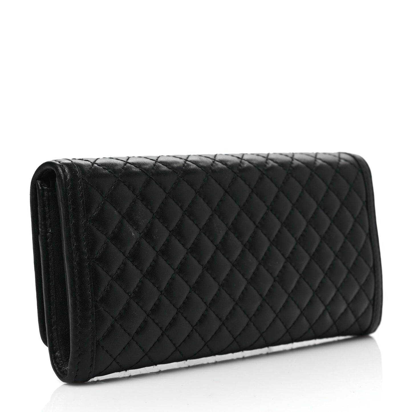 Soft Calfskin Quilted Continental Flap Wallet Black