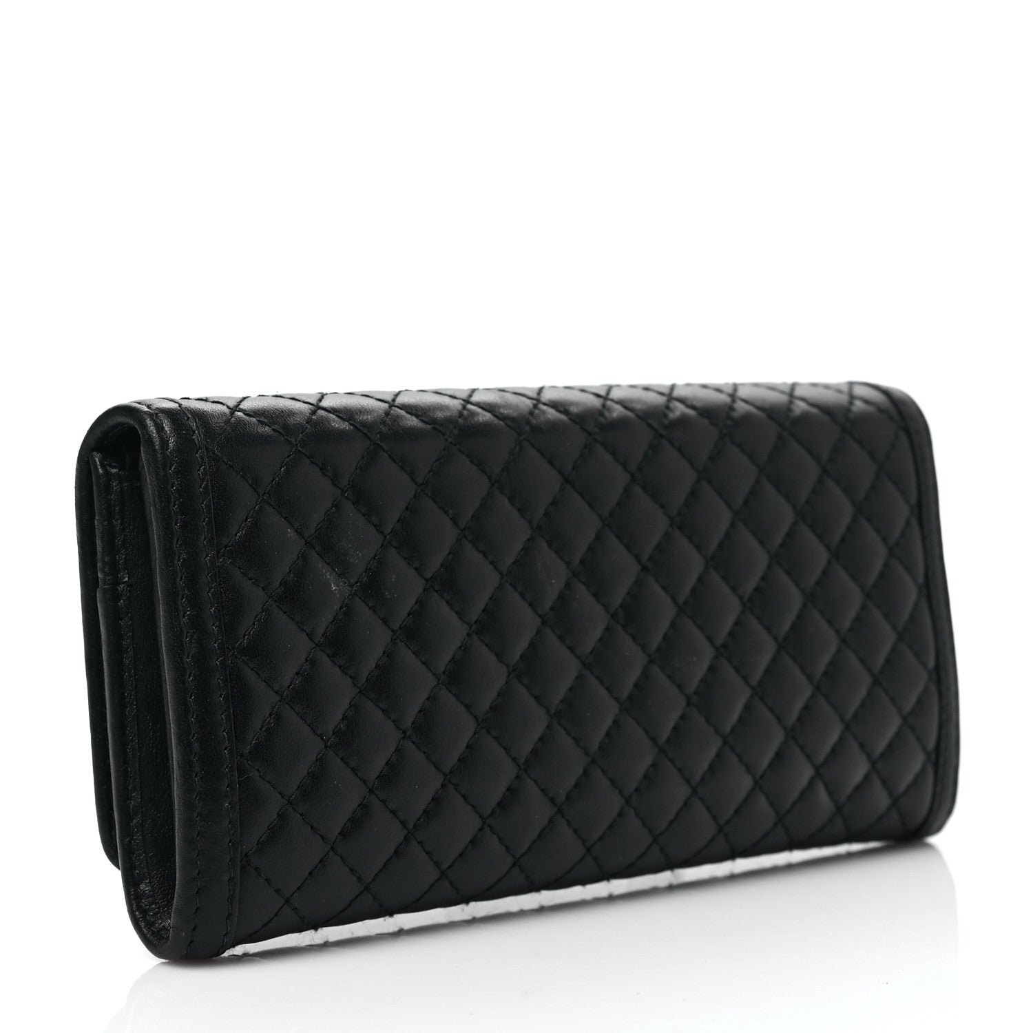 Prada Soft Calfskin Quilted Continental Flap Wallet Black 3 of 7