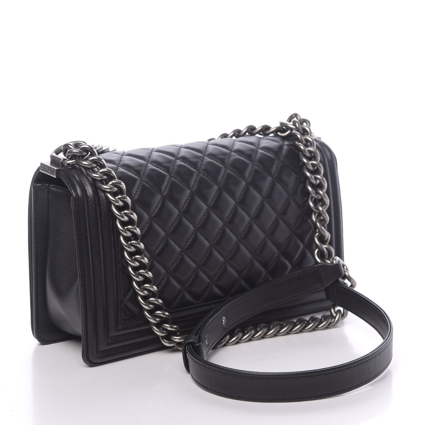Calfskin Quilted Medium Boy Flap Black