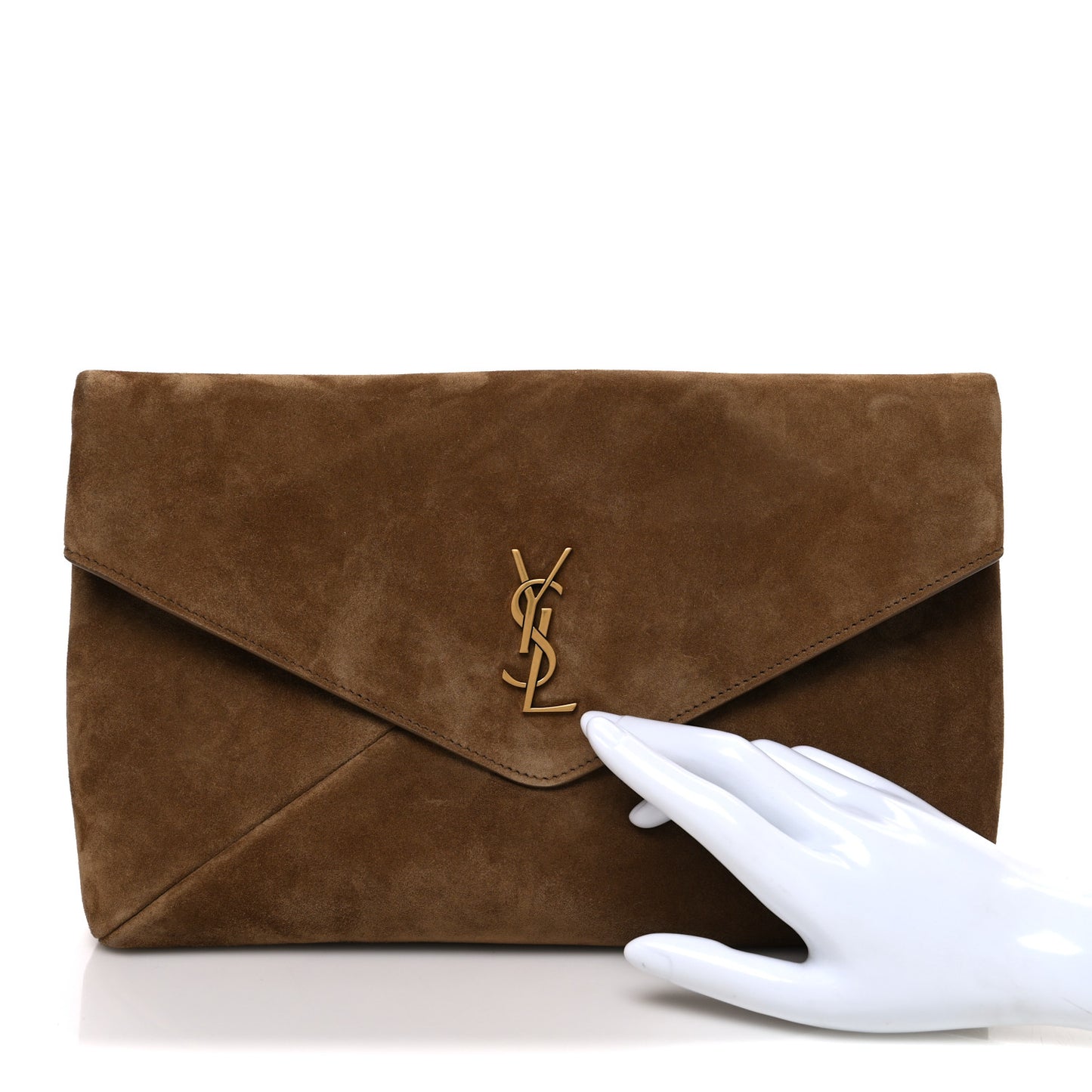 Suede Large Cassandre Envelope Pouch Golden Leaf