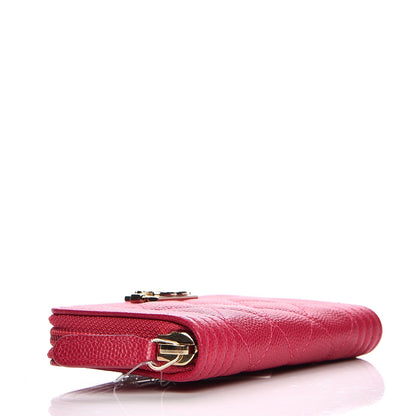 Chanel Caviar Quilted Boy Zip Around Coin Purse Wallet Fuchsia 4 of 8