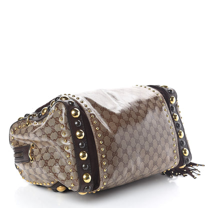 Gucci Crystal Monogram Studded Large Babouska Boston Dark Brown 4 of 12