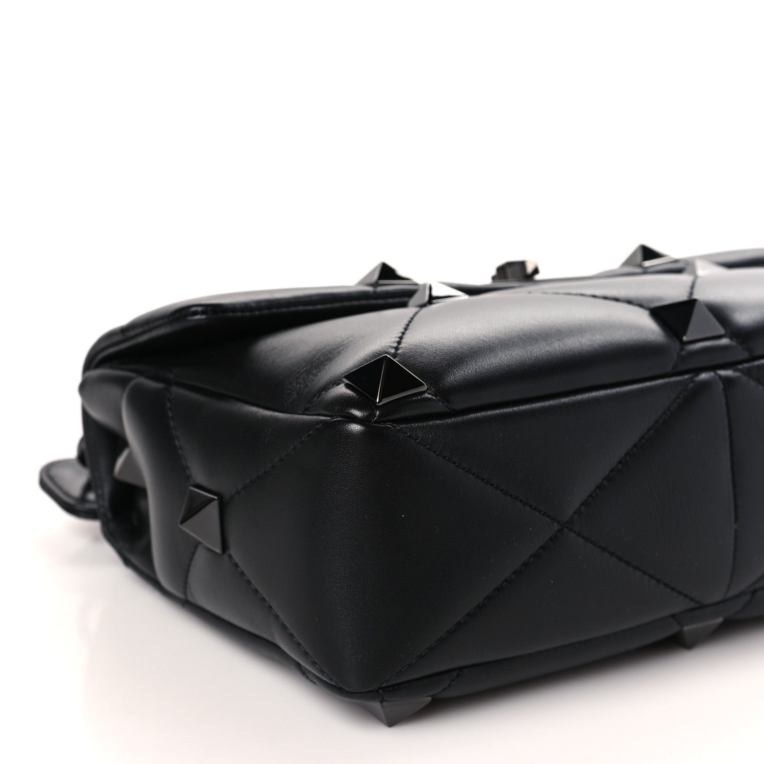 Valentino Garavani Nappa Monochrome Large Roman Stud Shoulder Bag Black 7 of 8