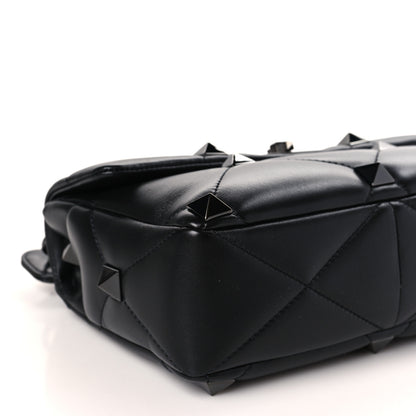 Valentino Garavani Nappa Monochrome Large Roman Stud Shoulder Bag Black 7 of 8