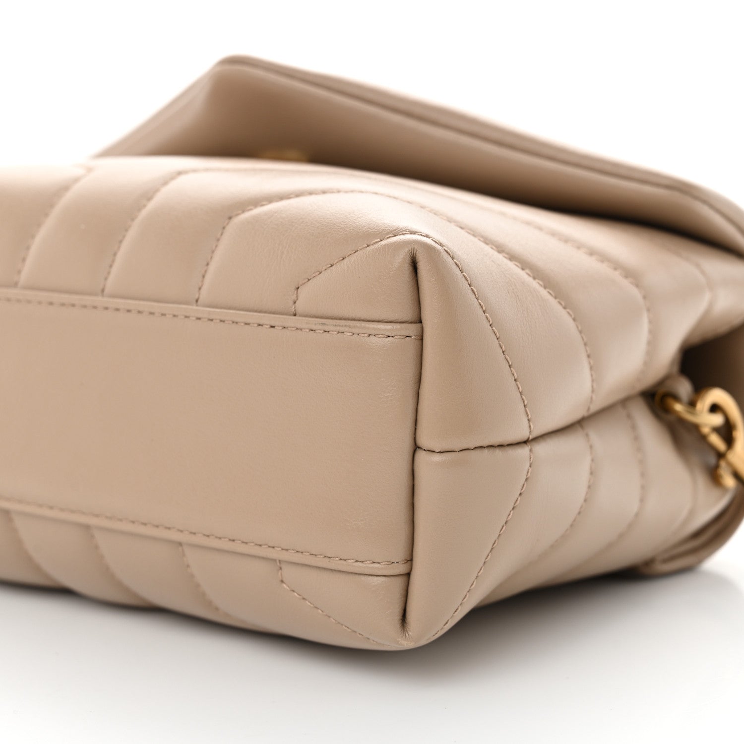 Saint Laurent Calfskin Y Quilted Monogram Toy Loulou Crossbody Bag Dark Beige 10 of 10