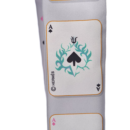 Hermes Silk Jeu de Cartes Twilly Gris Perle Rose Noir 4 of 5