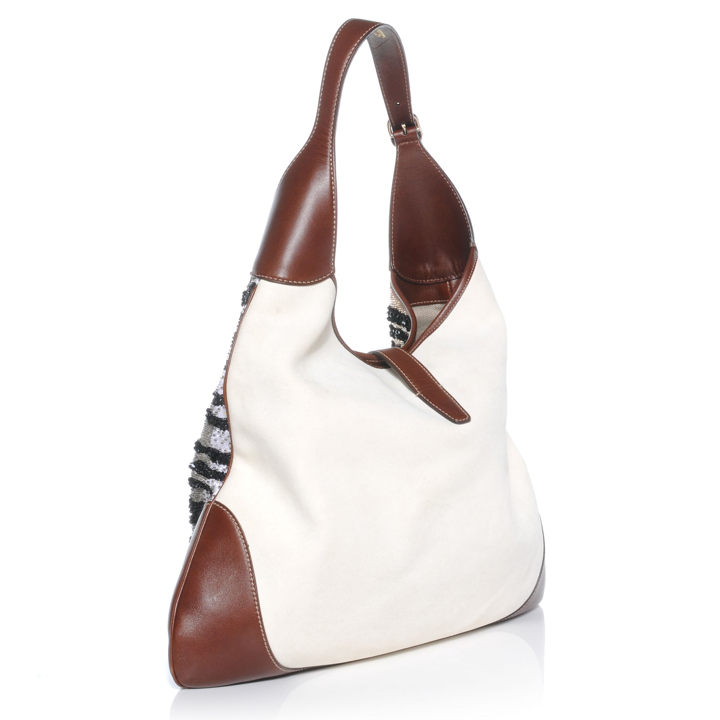 Beaded Zebra Web Large Jackie O Bouvier Hobo