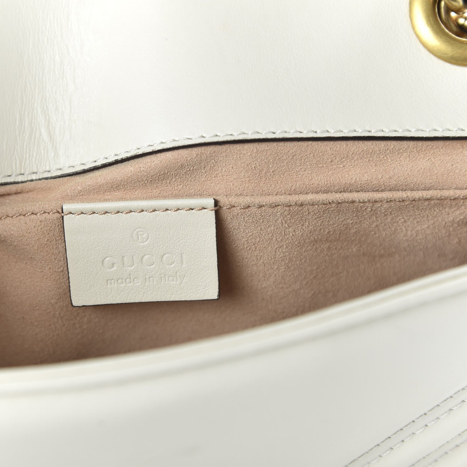 Gucci Calfskin Matelasse Mini GG Marmont Shoulder Bag White 8 of 12