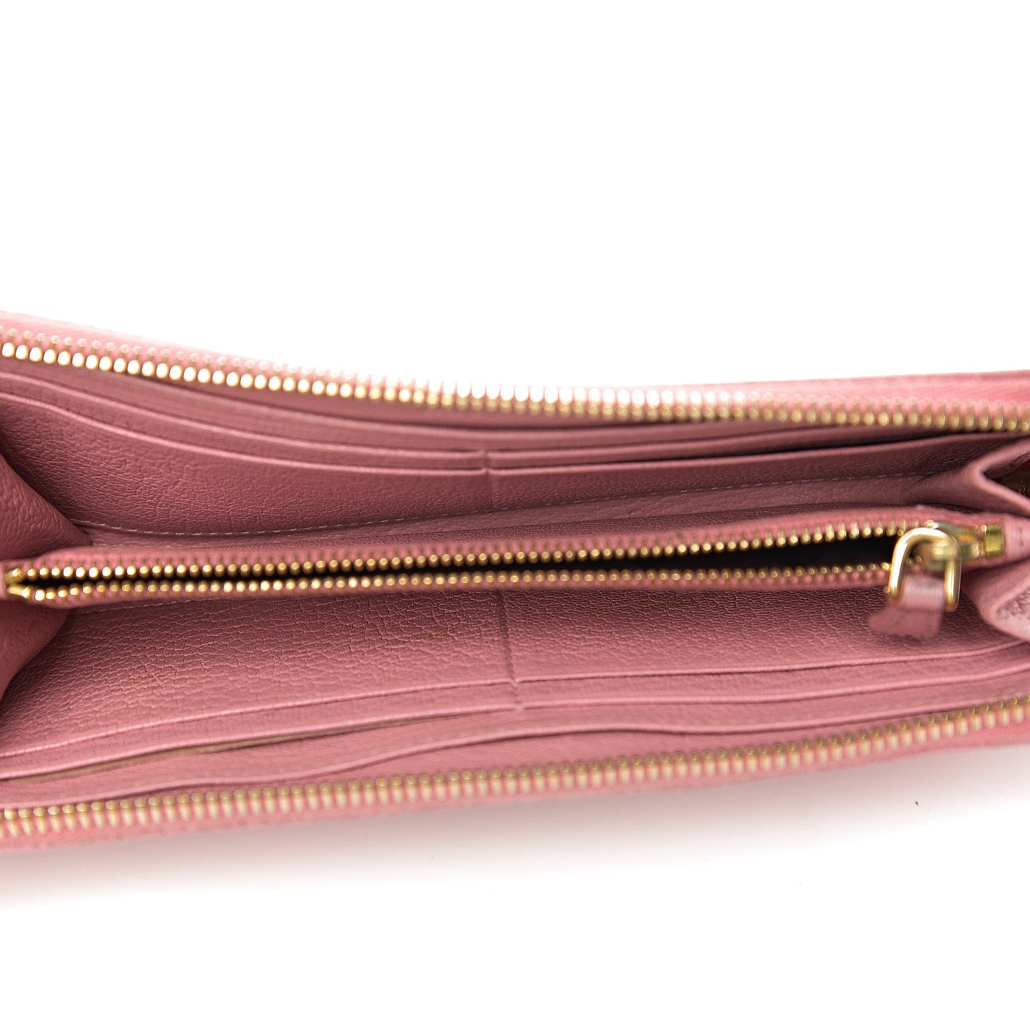 Miu Miu Goatskin Madras Zip Around Wallet Rosa 4 of 10