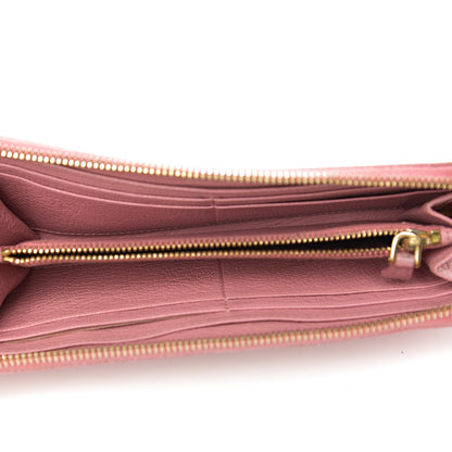 Miu Miu Goatskin Madras Zip Around Wallet Rosa 4 of 10