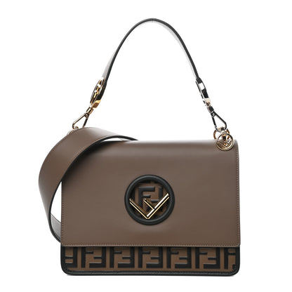 Fendi Vitello Century F is Fendi Bi-Color FF 1974 Embossed Kan I Shoulder Bag Maya Black 1 of 12