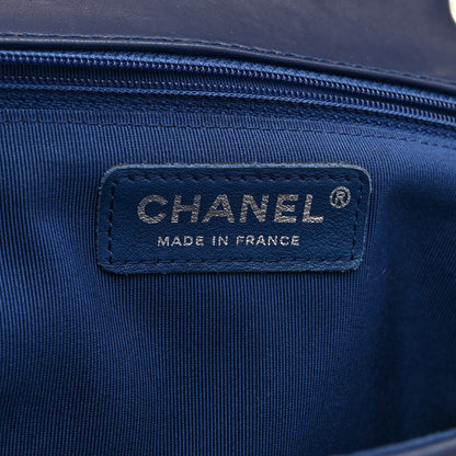 Chanel Lambskin Surpique Chevron Medium Single Flap Blue 6 of 10