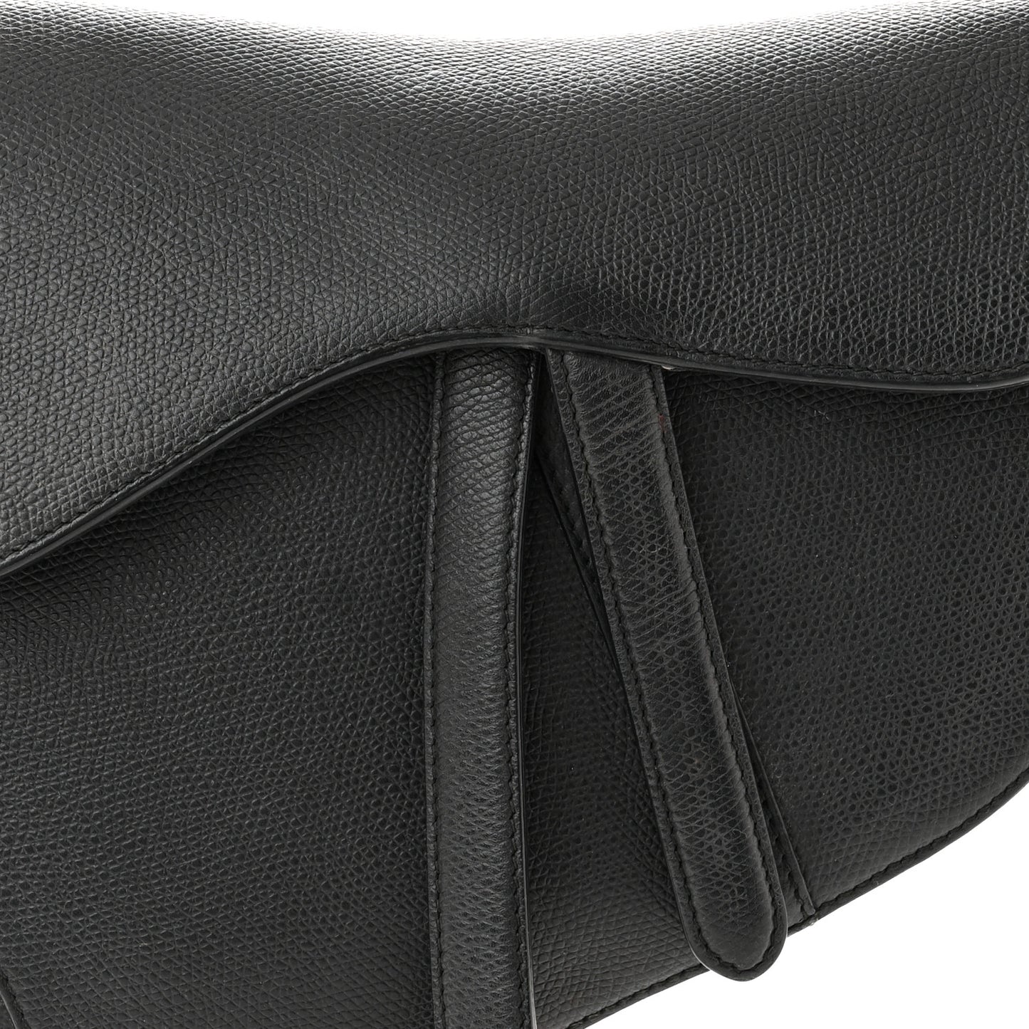 Grained Calfskin Saddle Bag Black
