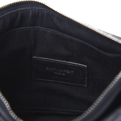 Saint Laurent Grain De Poudre Chevron Monogram Bill Pouch Black 8 of 10